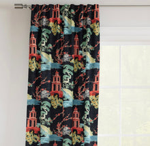 Load image into Gallery viewer, Stain Resistant Black Red Teal Green Chinoiserie Asian Upholstery Drapery Fabric CF