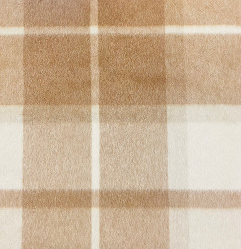 Italian Beige Taupe Plaid Tartan Wool Mohair Alpaca Upholstery Fabric FB