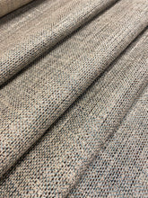 Load image into Gallery viewer, Designer Water &amp; Stain Resistant Taupe Brown Teal Herringbone MCM Mid Century Modern Chenille Upholstery Fabric WHS 3980