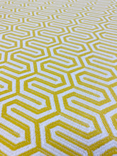 Load image into Gallery viewer, Designer Yellow White Geometric Water &amp; Stain Resistant Upholstery Fabric STA 3144