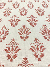 Load image into Gallery viewer, 1.5 Yard of F + P Thornham Fabric Cotton Linen Rusty Brown Ivory Floral Water &amp; Stain Resistant Upholstery Drapery Fabric WHS 3117