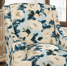 Load image into Gallery viewer, Stain Resistant Blue Grey Beige Navy Blue Floral Upholstery Drapery Fabric CF