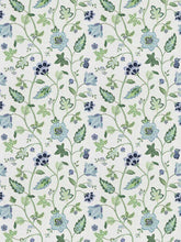 Load image into Gallery viewer, Ivory Green Blue Navy Floral Botanical Drapery Fabric FB