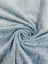 Load image into Gallery viewer, French Blue Beige Strie Chenille Water &amp; Stain Resistant Upholstery Fabric WHS 3548