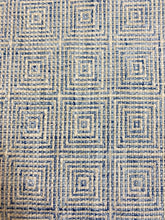 Load image into Gallery viewer, 1.5 Yard of Designer Denim Blue Taupe Geometric Tweed MCM Mid Century Modern Upholstery Fabric WHS 4002