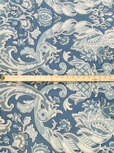 Kravet French Aqua Navy Blue Lorton Linen Damask Water & Stain Resistant Upholstery Drapery Fabric STA 3037