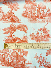 Load image into Gallery viewer, Cotton Cream Orange French Country Toile Upholstery Drapery Fabric STA 3132