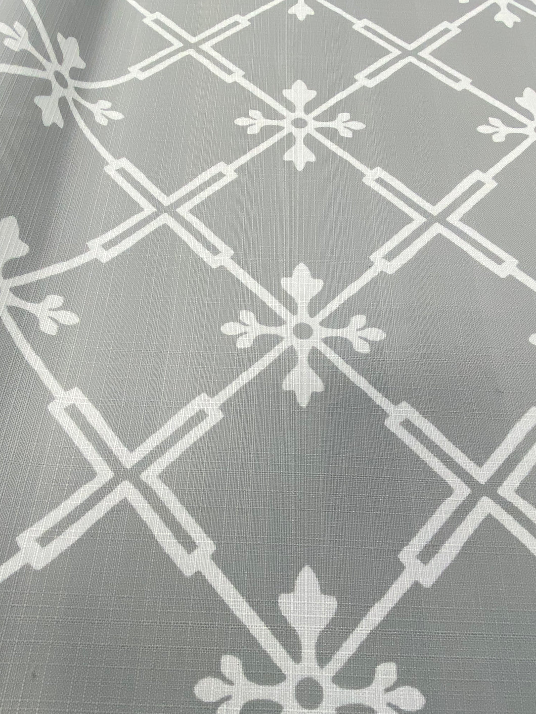 Designer Water & Stain Resistant Grey White Geometric Floral Indoor Outdoor Upholstery Drapery Fabric WHS 3097