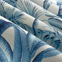 Load image into Gallery viewer, Linen Cotton Aqua Navy Blue Botanical Tropical Palm Tree Upholstery Drapery Fabric FB