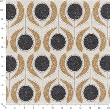Load image into Gallery viewer, Heavy Duty Charcoal Black Mustard Cream Floral Medallion Tapestry Upholstery Fabric CF