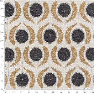 Heavy Duty Charcoal Black Mustard Cream Floral Medallion Tapestry Upholstery Fabric CF