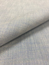 Load image into Gallery viewer, Designer Water &amp; Stain Resistant Linen Blend Denim Blue Beige Tweed MCM Mid Century Modern Upholstery Drapery Fabric WHS 3098
