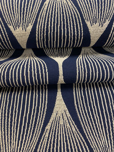 Crypton Whish Sapphire Water & Stain Resistant Navy Blue Beige Geometric Upholstery Fabric WHS 3690
