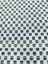 Load image into Gallery viewer, 1.3 Yard Kravet Design - 36090-340 Horizon Inside Out Indoor Outdoor Teal Aqua Blue White Green Geometric Upholstery Fabric WHS 3529