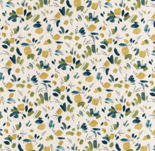 Load image into Gallery viewer, Stain Resistant Teal Green Cream Mustard Floral Upholstery Drapery Fabric CF