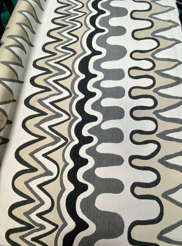 1.3 Yard Schumacher Zig Zag Weave Indoor Outdoor Geometric Black Sea Grey Beige Sunbrella Upholstery Drapery Fabric WHS 3314