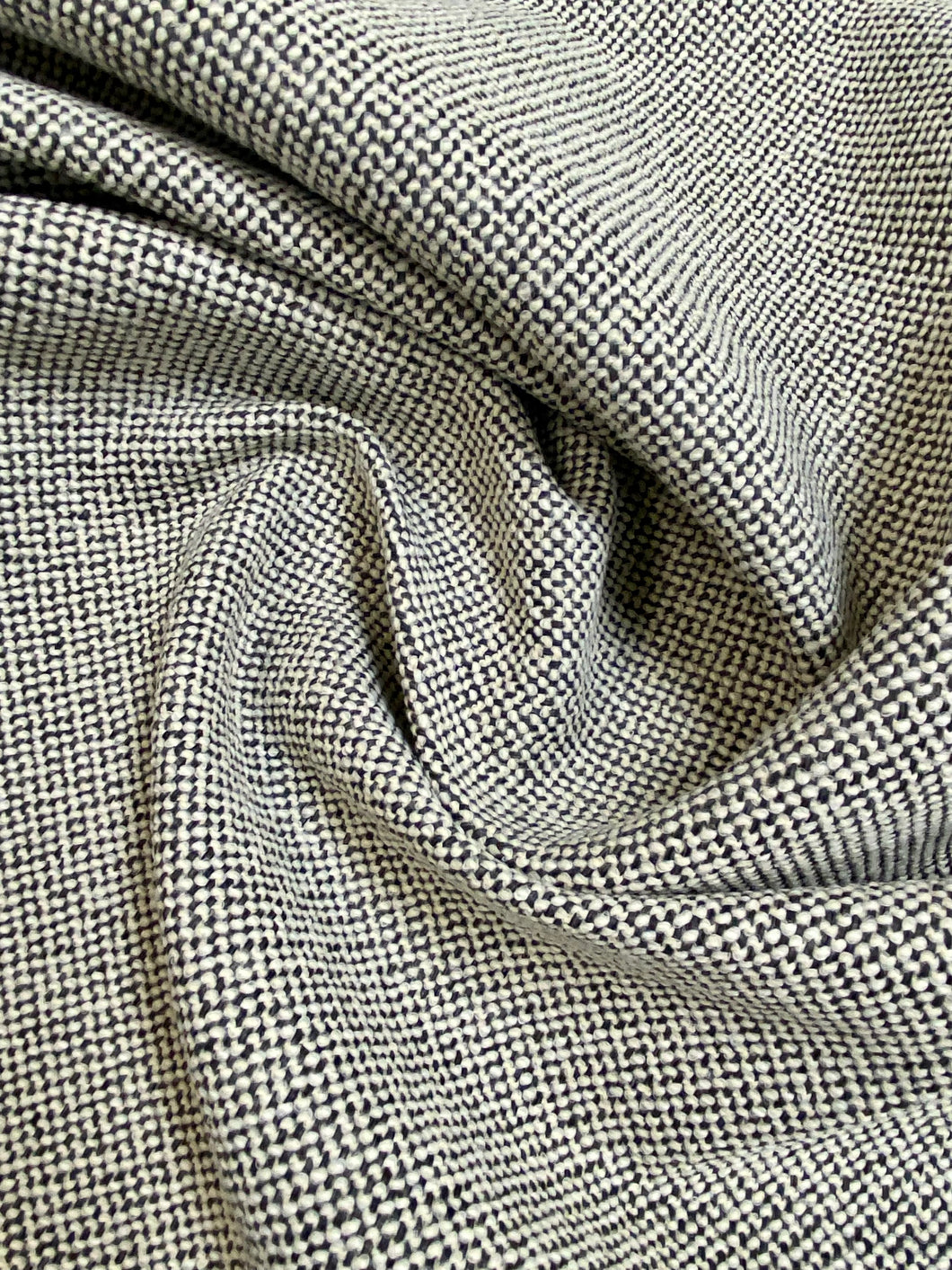 Designer Cream Black MCM Mid Century Modern Tweed Upholstery Fabric WHS 3778