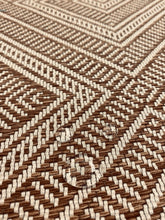 Load image into Gallery viewer, 1.3 Yds of Schumacher Tortola Rattan Caramel Beige Indoor Outdoor Charcoal Geometric Upholstery Fabric WHS 3060