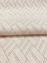 Load image into Gallery viewer, Designer Linen Flax Taupe Beige Geometric Water Resistant Upholstery Fabric WHS 3125