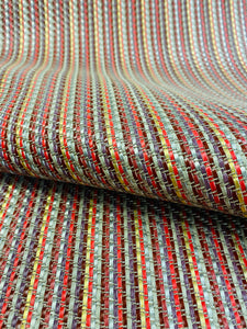 1.5 Yd Designer Red Gold Taupe Beige Plum Tweed Water & Stain Resistant Indoor Outdoor Sling Fabric WHS 3209