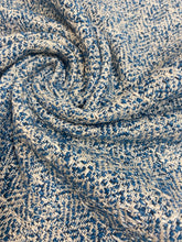 Load image into Gallery viewer, Designer Navy Blue Beige Herringbone Tweed MCM Mid Century Modern Upholstery Fabric WHS 3832