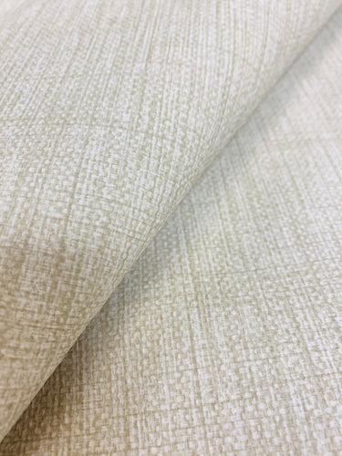 Designer Cream Beige MCM Mid Century Modern Textured Faux Leather Upholstery Vinyl / Linen WHS 3912