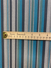 Load image into Gallery viewer, Water &amp; Stain Resistant Turquoise Blue Grey Teal Stripe Upholstery Fabric WHS 3681