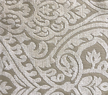 Load image into Gallery viewer, Amalfi Chenille Beige Neutral Damask Upholstery Fabric / Fawn