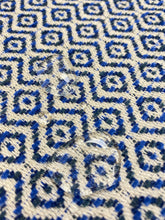 Load image into Gallery viewer, 1.9 Yd Designer Navy Blue White Geometric Diamond Water &amp; Stain Resistant Upholstery Fabric WHS 3260
