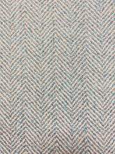 Load image into Gallery viewer, Designer Teal Grey Herringbone Tweed MCM Mid Century Modern Upholstery Fabric WHS 4222
