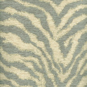 2 Yds Min Water & Stain Resistant Aqua Blue Off White Tiger Animal Pattern Chenille Upholstery 2024 Fabric