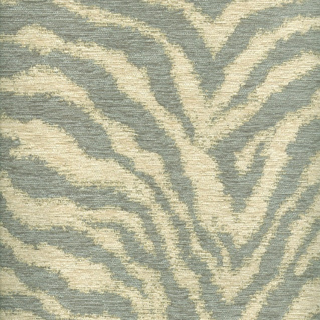 Beige Aqua Seafoam Green Tiger Animal Pattern Chenille Upholstery Fabric MGF