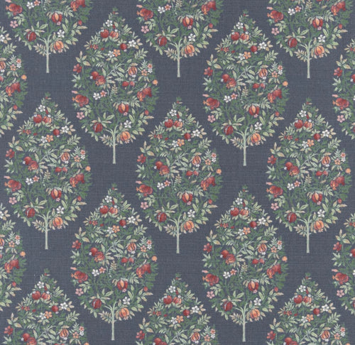 Stain Resistant Floral Blue Red Peach Green Pomegranate Drapery Upholstery Fabric CF
