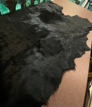 Load image into Gallery viewer, 44&quot; x 50&quot; Black Cowhide Genuine Fur Leather Hide Upholstery WHS 4207