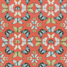 Load image into Gallery viewer, Coral Green Blue Cotton Butterfly Upholstery Drapery Fabric FB