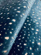 Load image into Gallery viewer, Designer Teal Blue Cream Animal Pattern Cheetah Velvet Upholstery Fabric STA 3927