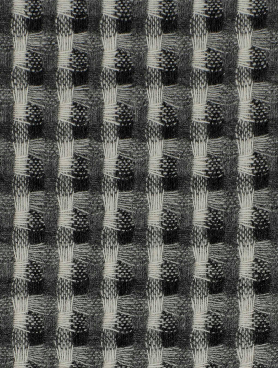 Designer Charcoal Grey Black Cream Check Plaid Wool Blend MCM Mid Century Modern Upholstery Fabric FB