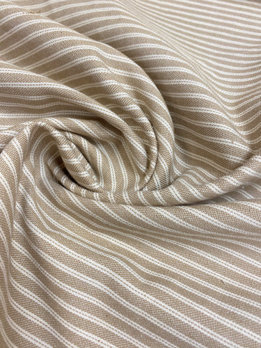 Designer Beige Cream Ticking Stripe Upholstery Fabric WHS 4094