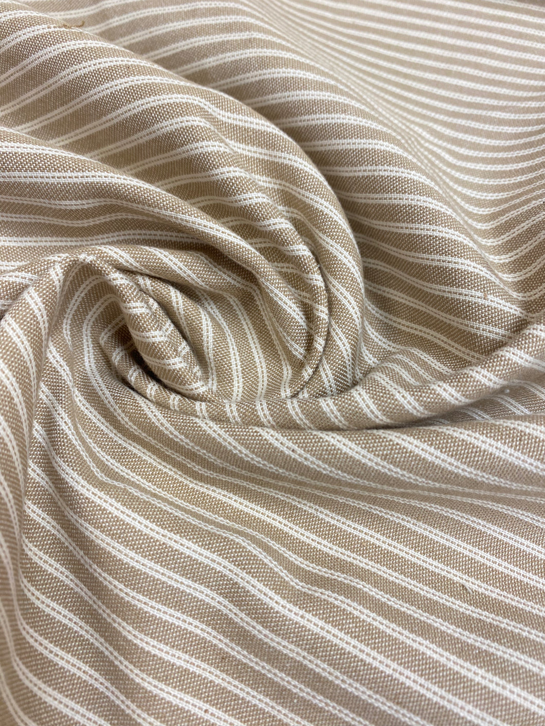 Designer Beige Cream Ticking Stripe Upholstery Fabric WHS 4094