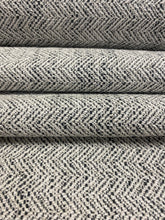 Load image into Gallery viewer, Designer Charcoal Grey MCM Mid Century Modern Herringbone Chenille Upholstery Fabric STA 3289