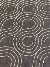 Load image into Gallery viewer, Schumacher Alma Carbon Indoor Outdoor Charcoal Grey Off White Abstract Water &amp; Stain Resistant Upholstery Fabric STA 3502