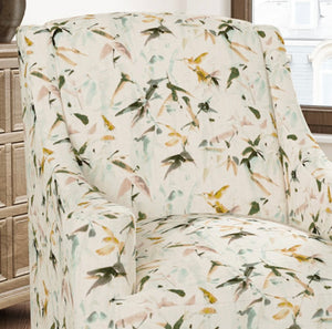 Stain Resistant Cream Aqua Blue Green Floral Bird Upholstery Drapery Fabric CF