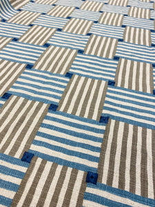 1.25 Yard of Kravet Over Under Coast Geometric Embroidered Grey Blue Linen Blend Water & Stain Resistant Upholstery Fabric WHS 3139