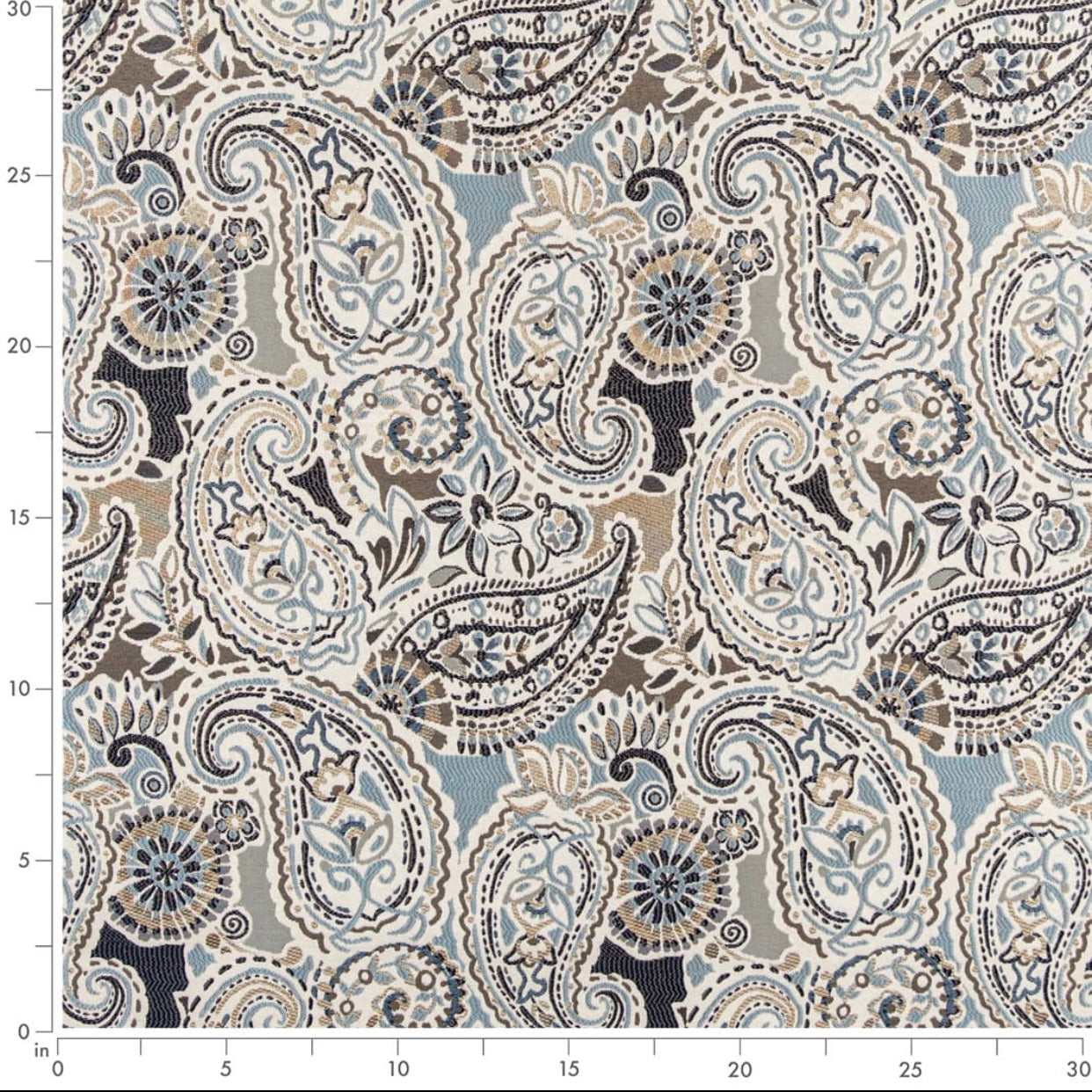 Taupe and Gray Contemporary Paisley Print Cotton Fabric by the Yard  Designer Drapery Curtain or Upholstery Fabric Tan and Gray Fabric M223