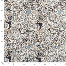 Load image into Gallery viewer, Beige Aqua Blue Brown Grey Paisley Upholstery Drapery Fabric CF
