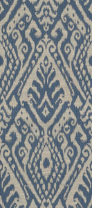 Taupe French Blue Ikat Upholstery Drapery Fabric FB