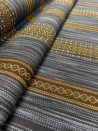 1.6 Yard Designer Navy Blue Brown Cream Geometric Stripe Upholstery Fabric WHS 3358
