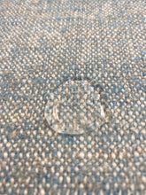 Load image into Gallery viewer, Designer Wool Water &amp; Stain Resistant Teal Blue Cream Grey MCM Mid Century Modern Tweed Upholstery Fabric WHS 3969