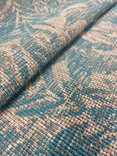 Load image into Gallery viewer, Designer Woven Turquoise Taupe Grey Botanical Tropical Upholstery Fabric WHS 3059