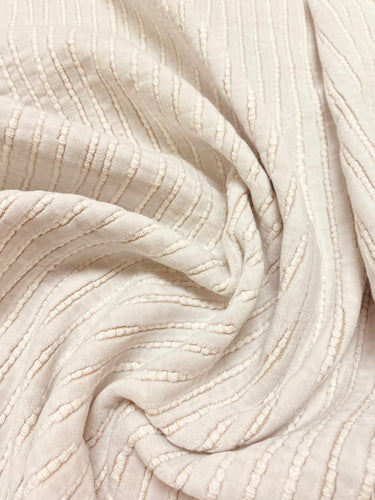 Designer Cream Woven Stripe Velvet Upholstery Fabric WHS 3559